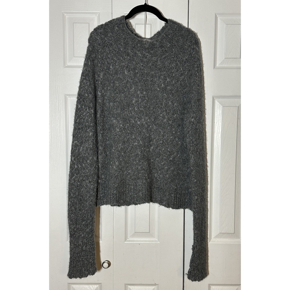 J Crew Womens Alpaca Blend Sweater Size L Gray Stretch